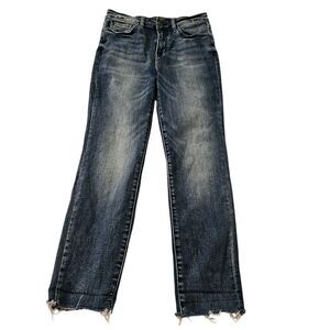 Judy Blue Jeans Womens‎ 27 Blue Relaxed Fit Crop Raw Hem High-Rise Stretch